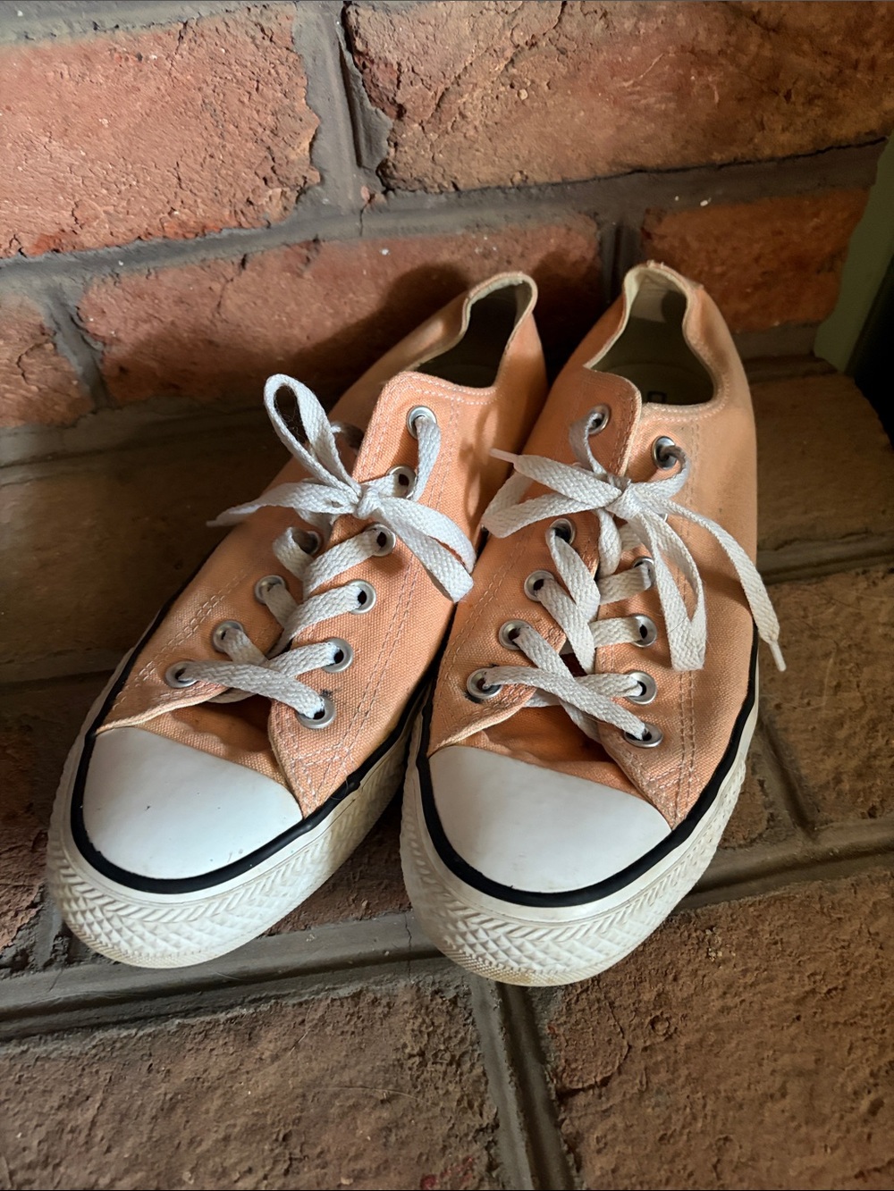 Converse Peach Canvas Low-Top Sneakers